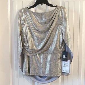 Elegant NWT Adrianne Papell Metallic Cowl Cape Top, size 10